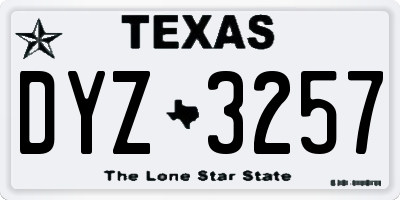 TX license plate DYZ3257