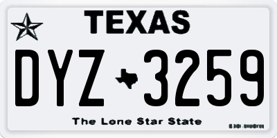 TX license plate DYZ3259