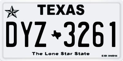 TX license plate DYZ3261