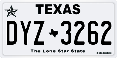 TX license plate DYZ3262
