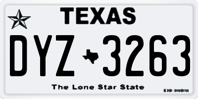 TX license plate DYZ3263
