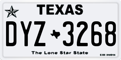 TX license plate DYZ3268