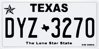 TX license plate DYZ3270