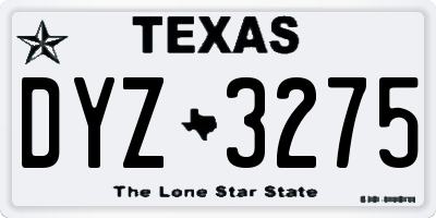 TX license plate DYZ3275