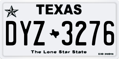 TX license plate DYZ3276