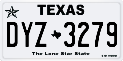TX license plate DYZ3279