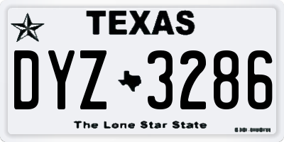 TX license plate DYZ3286