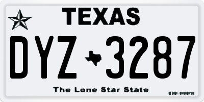 TX license plate DYZ3287