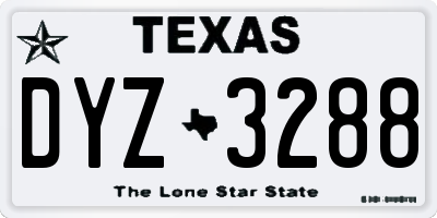 TX license plate DYZ3288
