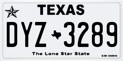 TX license plate DYZ3289