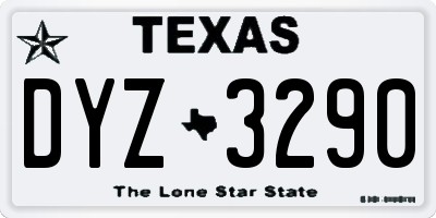 TX license plate DYZ3290