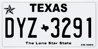 TX license plate DYZ3291