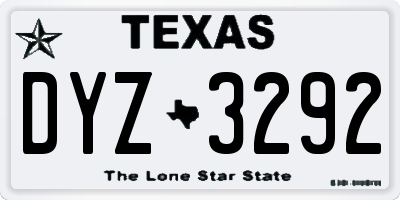 TX license plate DYZ3292
