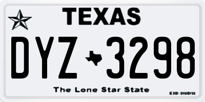 TX license plate DYZ3298