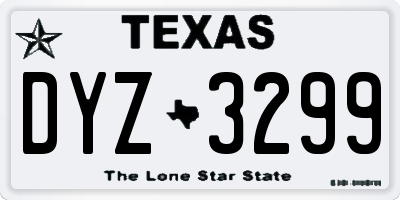 TX license plate DYZ3299