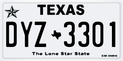 TX license plate DYZ3301