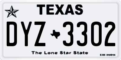 TX license plate DYZ3302