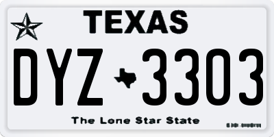 TX license plate DYZ3303