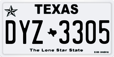 TX license plate DYZ3305