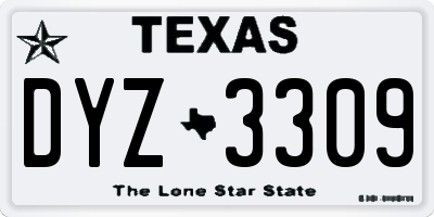 TX license plate DYZ3309