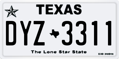 TX license plate DYZ3311