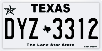 TX license plate DYZ3312