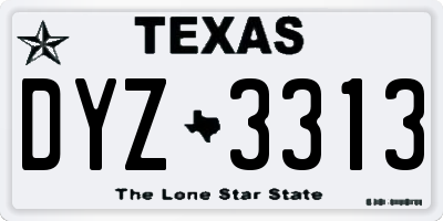 TX license plate DYZ3313