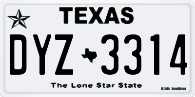 TX license plate DYZ3314