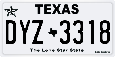 TX license plate DYZ3318