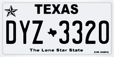 TX license plate DYZ3320