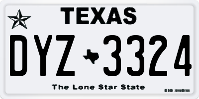 TX license plate DYZ3324