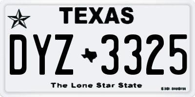 TX license plate DYZ3325