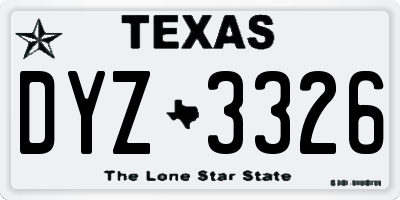TX license plate DYZ3326