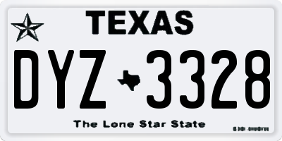 TX license plate DYZ3328