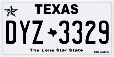 TX license plate DYZ3329