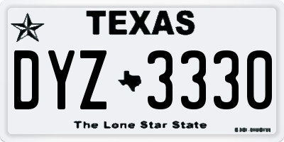 TX license plate DYZ3330