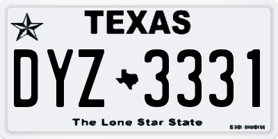 TX license plate DYZ3331
