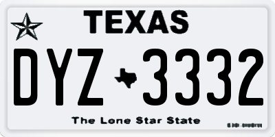 TX license plate DYZ3332