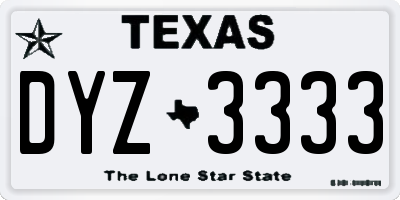 TX license plate DYZ3333