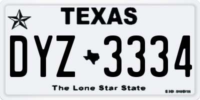 TX license plate DYZ3334