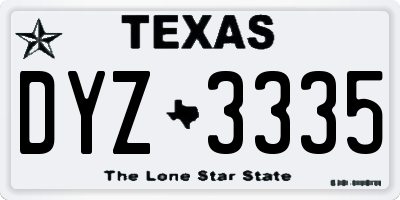 TX license plate DYZ3335