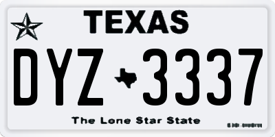 TX license plate DYZ3337