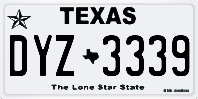 TX license plate DYZ3339