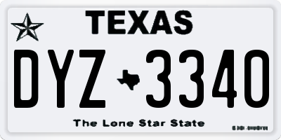 TX license plate DYZ3340