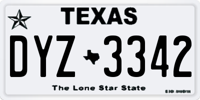 TX license plate DYZ3342
