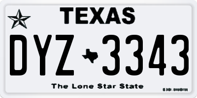 TX license plate DYZ3343