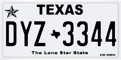TX license plate DYZ3344