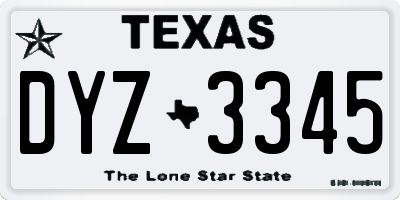 TX license plate DYZ3345
