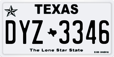 TX license plate DYZ3346