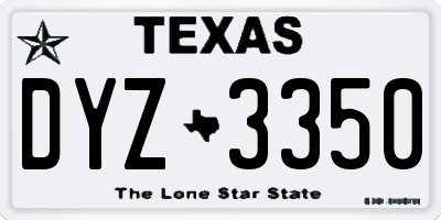 TX license plate DYZ3350